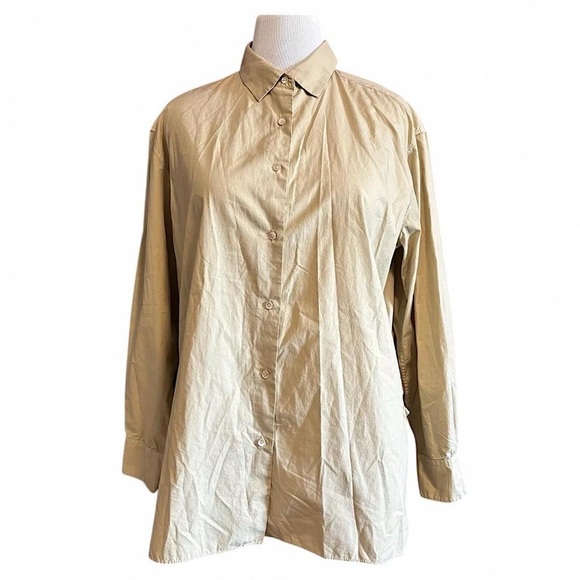 Nili Lotan Tops - Nili Lotan Yorke Shirt Women’s Large Khaki Oversized Button Up Long Sleeve Top